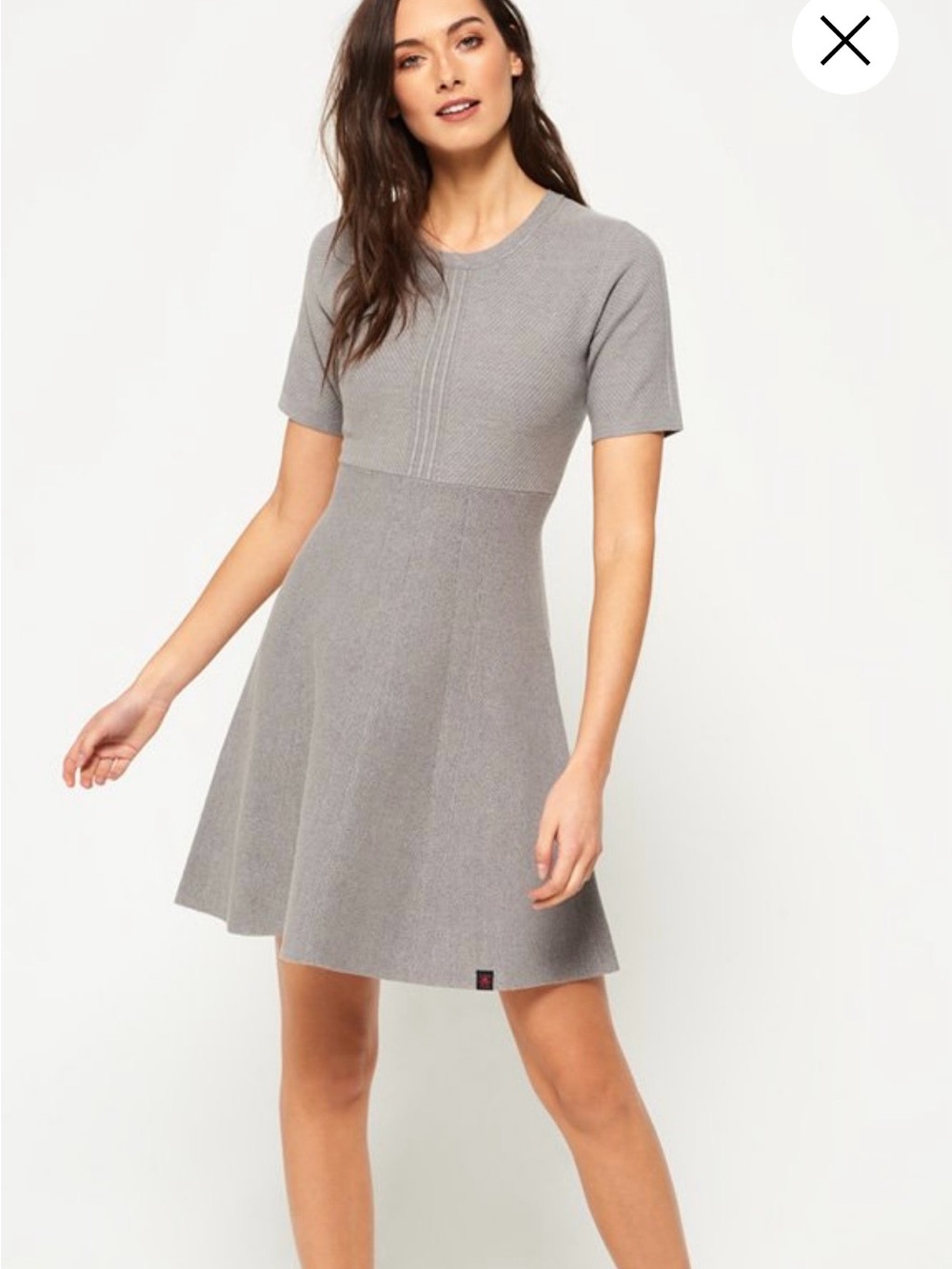 Superdry Short-Sleeve Knit Fit-and-Flare Dress - Gray
